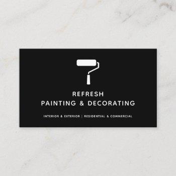 painter and decorator paint roller modern black  business card
