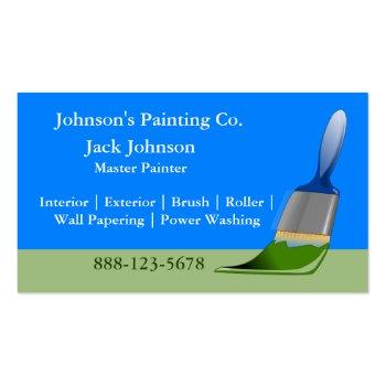 Small Painter Painting Paint Brush Magnetic Business Card Front View