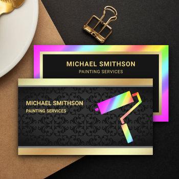 painting service gold rainbow paint roller painter business card