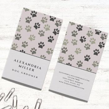pale pink dog paw prints | dog grooming business card
