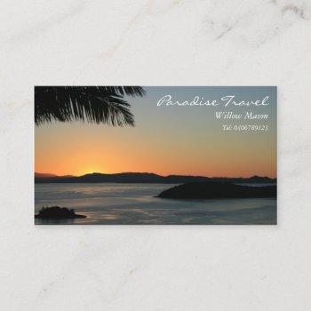 palm sunset, travel business card