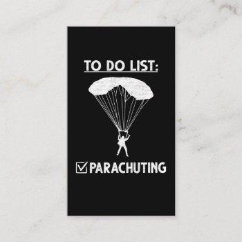 parachute skydiver celebration adrenaline lover business card