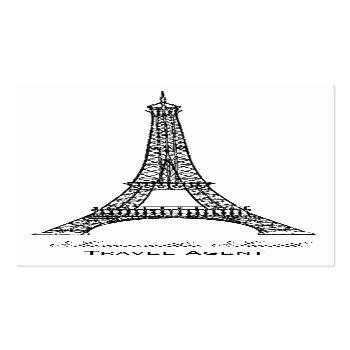 Small Parisian Theme Eiffel Tower Travel Agent Skinny Mini Business Card Front View