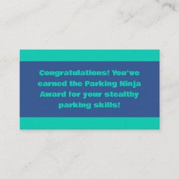 parking ninja award business card