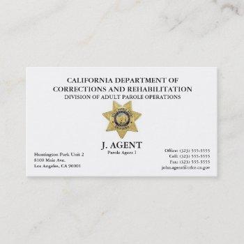 parole agent business card