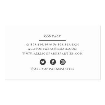 Small Party Planner / Other Business Card Back View