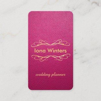 passion pink mock leather instagram style business card