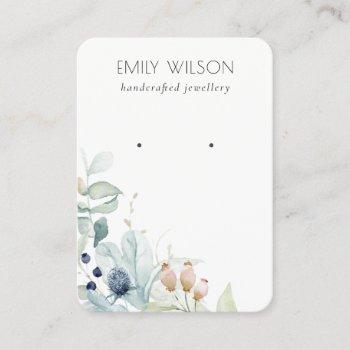 pastel blue green foliage bunch earring display business card