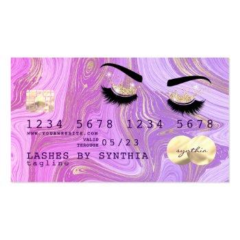 Small Pastel Purple Violet Marble Credit Card Lashes Front View