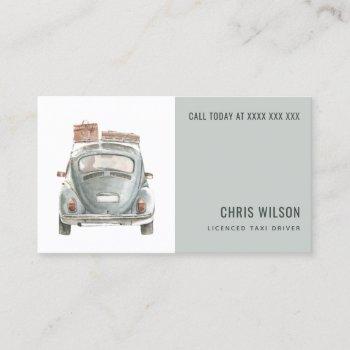 pastel watercolor taxi hiring cab driver service business card