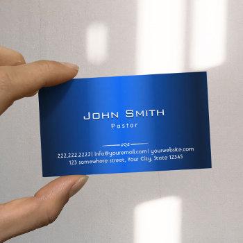 pastor royal blue metallic business card