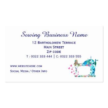Small Patchwork Quilt Sewing Machine Business Card Back View