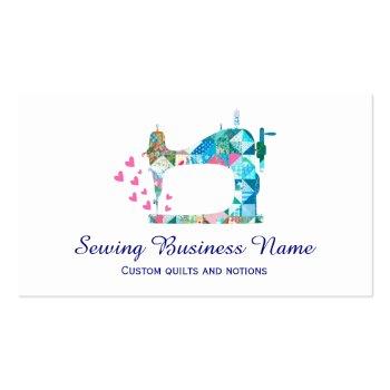 Small Patchwork Quilt Sewing Machine Business Card Front View
