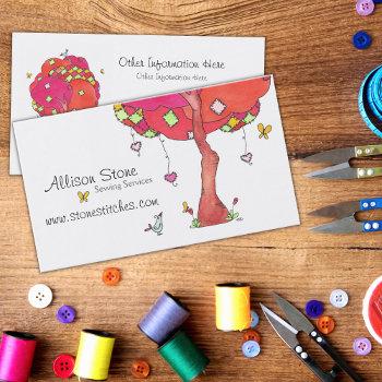 patchwork sewing services professional quilting business card