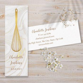 patisserie chef marble swirls gold whisk mini business card