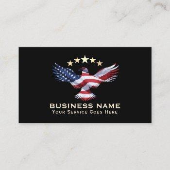 patriotic gold stars usa bald eagle military business card