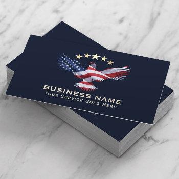 patriotic gold stars usa bald eagle military navy business card