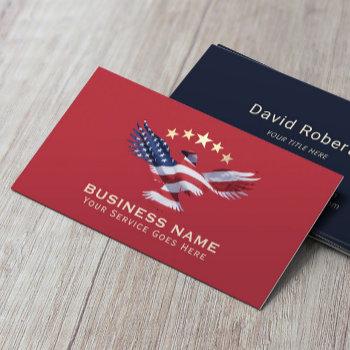 patriotic gold stars usa bald eagle military red business card
