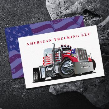Small Patriotic Professional Transport Trucking Company Business Card Front View