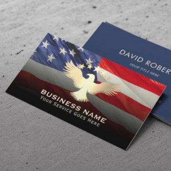 patriotic usa flag gold eagle military service business card