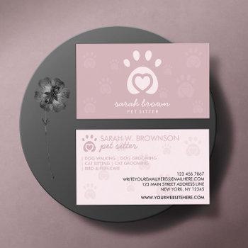 paw logo print pet grooming dog walker cat sitter business card