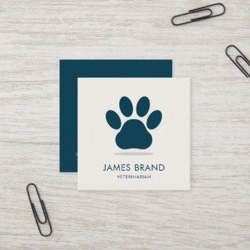 paw print animal care square business card