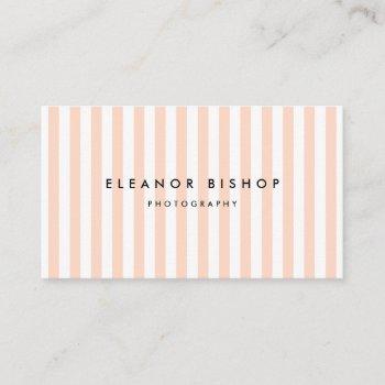 peach and white pinstripes pattern modern business card
