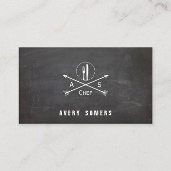 personal chef retro arrows and cutlery cool black business card