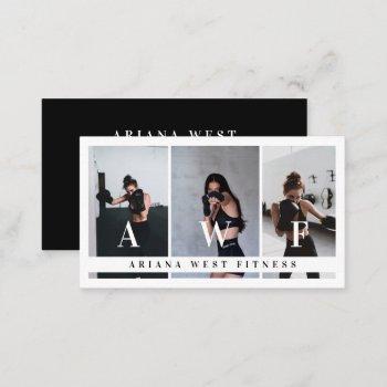 personal fitness trainer three photo collage business card