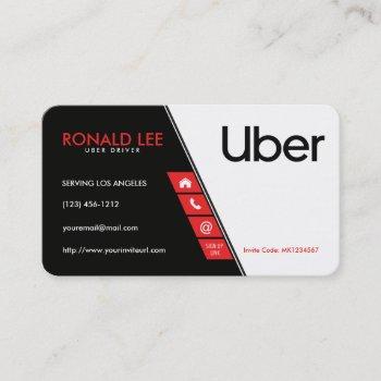 personal ride sharing uber driver (new uber logo) business card