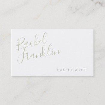 personal script name modern chic pretty sage green business card
