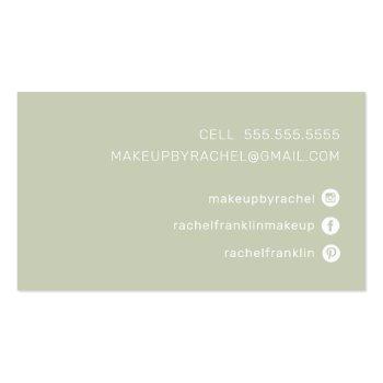 Small Personal Script Name Modern Chic Pretty Sage Green Business Card Back View