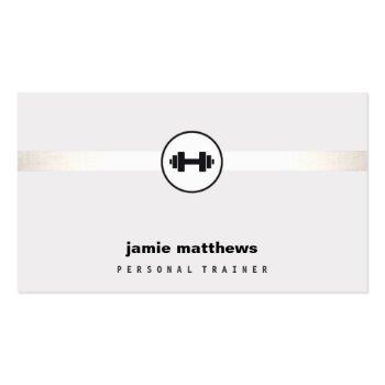 Small Personal Trainer Dumbbell Logo Fitness Instructor Business Card Front View