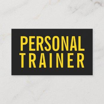 personal trainer fitness black and yellow modern business card