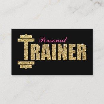 personal trainer | girly pink gold glitter business card