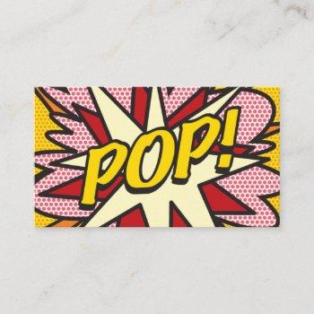 personalised pop art comic book pop! business card