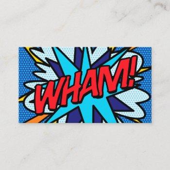 personalised pop art comic book wham! business card