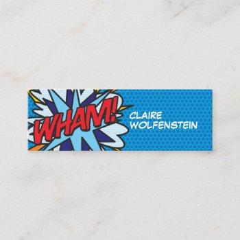 personalised pop art comic book wham! mini business card