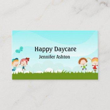 personalize daycare preschool teacher happy kids business card