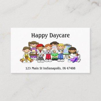 personalize daycare preschool teacher happy kids business card