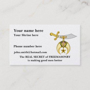 Small Personalize Shriners Business Card Front View