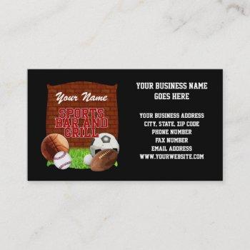 personalized funny sports bar and grill business card