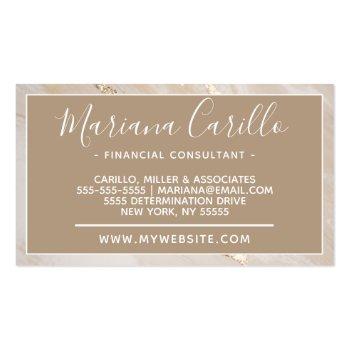Small Personalized Gold Foil Marble Monogram Business Card Back View