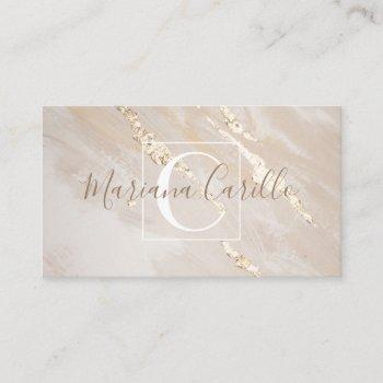 personalized gold foil marble monogram business card