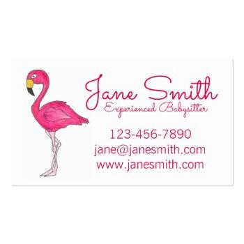 Small Personalized Hot Pink Flamingo Cute Tropical Bird Business Card Front View