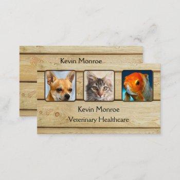 personalized photo rustic wood business card