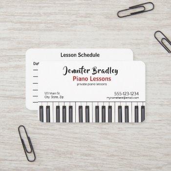 personalized piano teacher business cards