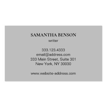 Small Personalized Simple Modern Black Professional Business Card Back View