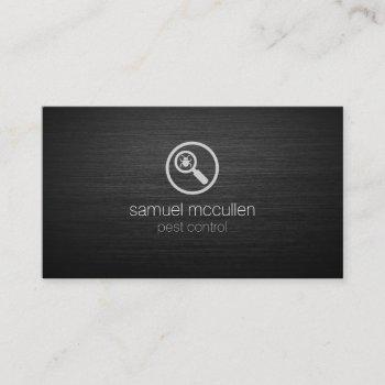 pest control bug glass icon brushed metal skills business card