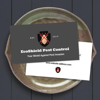 pest control exterminator shield logo business card